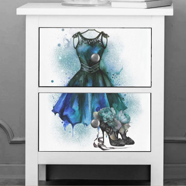 Goth Fashion | Blue Dress with High Heels Splat Tissue Paper (Creator Uploaded)