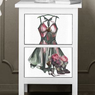 Goth Fashion Green and Pink Dress with Stilettos Tissue Paper