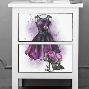 Goth Fashion Purple Dress with High Heels Splat Tissue Paper