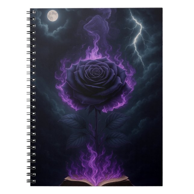 Goth Flame Rose Notebook (Front)