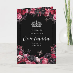 Goth Floral Quinceanera Padrinos Event Programme