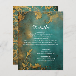 Goth Floral Teal And Gold Enclosure Card