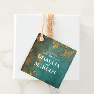 Goth Floral Teal And Gold Favour Tags