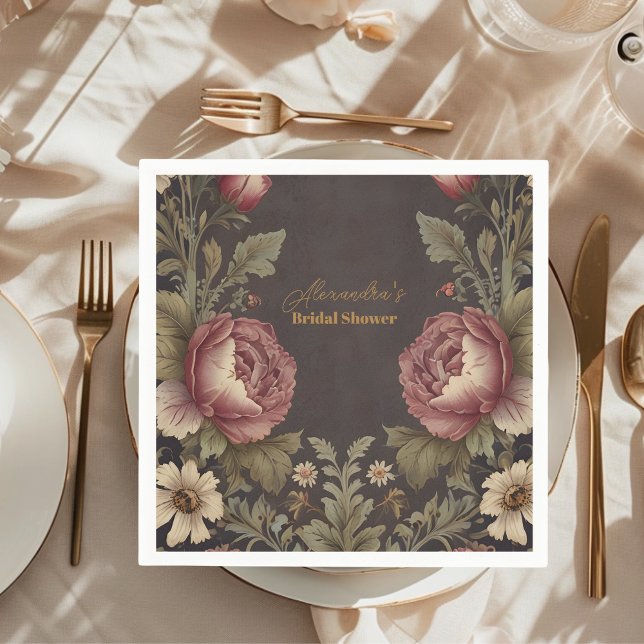 Goth Floral Victorian Bridal Shower Napkin (Creator Uploaded)