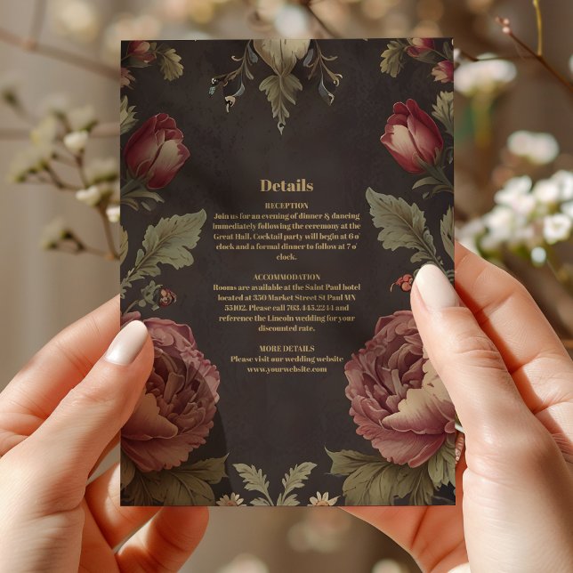 Goth Floral Victorian Wedding Enclosure Card (Creator Uploaded)