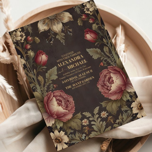 Goth Floral Victorian Wedding Invitation (Creator Uploaded)