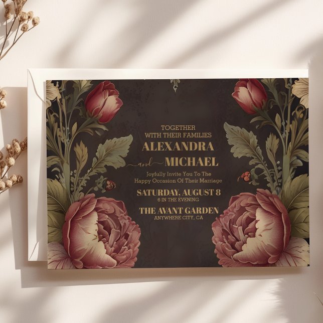 Goth Floral Victorian Wedding Invitation (Creator Uploaded)