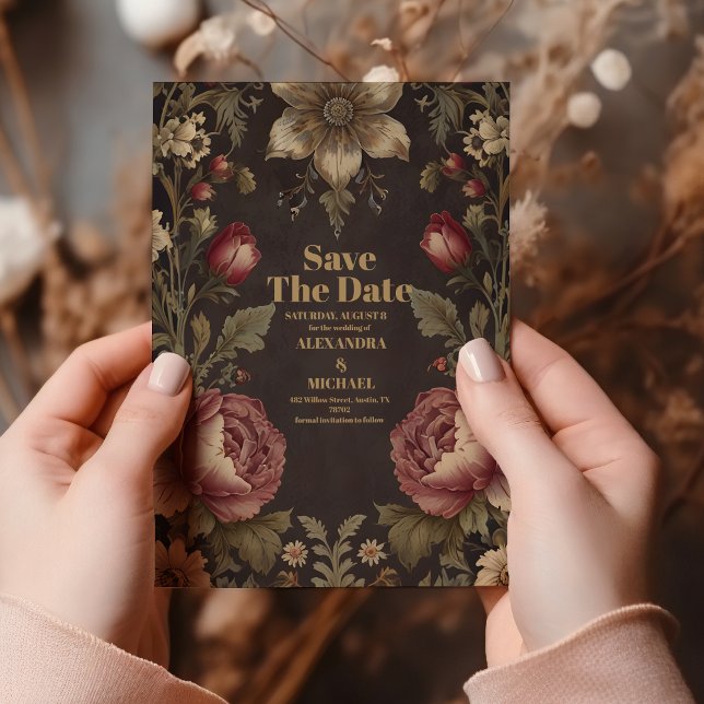 Goth Floral Victorian Wedding Save The Date (Creator Uploaded)