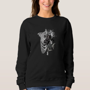 Goth Flower And Bones Ribcage Roses Art Pul Sweatshirt