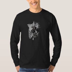 Goth Flower And Bones Ribcage Roses Art Pul T-Shirt