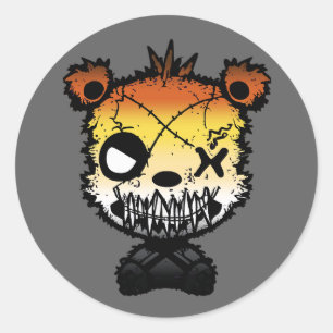 Goth Gay Bear Pride Flag Coloured Bear Classic Round Sticker