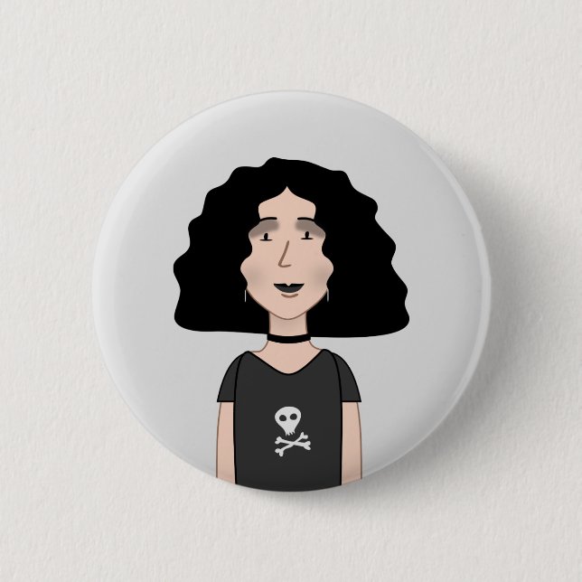 Goth girl 6 cm round badge (Front)