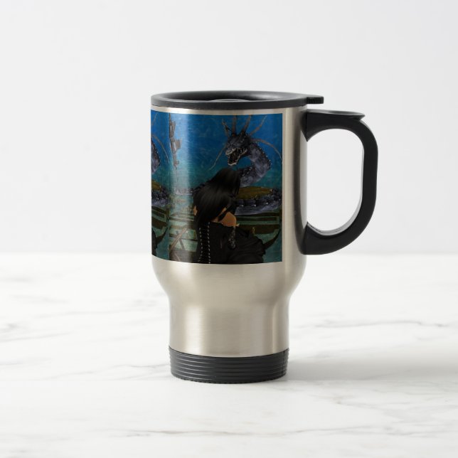 Goth Girl And Dragon Travel Mug (Right)