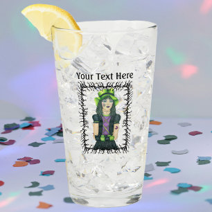 Goth Girl Green Eyes Hat Tattoo Barbed Stick Frame Glass