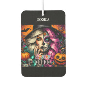 Goth Girl Personalised Name Halloween  Car Air Freshener