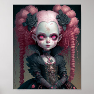 Goth Girl Pink Black Creepy Cute Poster