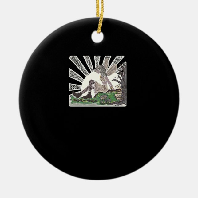 Goth Girl Whimsigoth Fairy Oversized Ceramic Tree Decoration (Front)