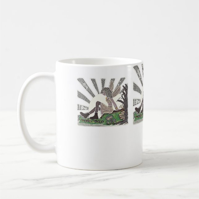 Goth Girl Whimsigoth Fairy Oversized Coffee Mug (Left)