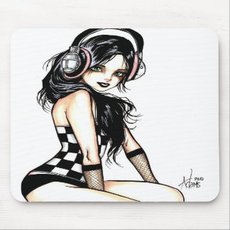 Goth Girl with Headphones Mousepad