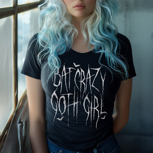 Goth Girls Bat Crazy Gothic White Typography Plus Size T-Shirt