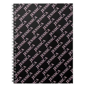 Goth Girly Pink & Black Name Feminine Office Notebook