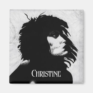 Goth Goddess Portrait Original Art Black White Magnet
