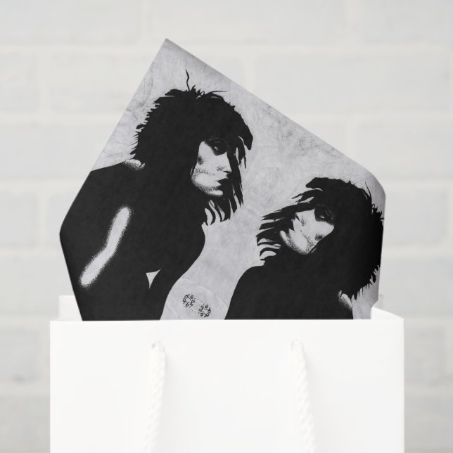 Goth Goddess Portrait Original Art Black White Tissue Paper (Gift Bag)