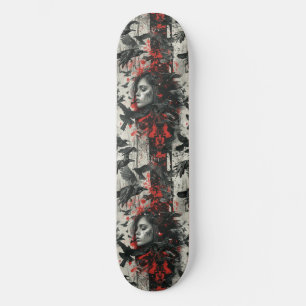 Goth Gothic Girl and Ravens Macabre Skateboard