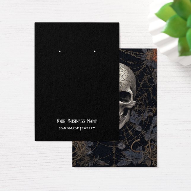 Goth Gothic Skull Spiderweb Earring Display Card (Desk)
