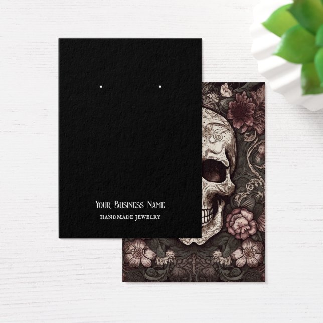 Goth Gothic Skulls Flowers Earring Display Card (Desk)
