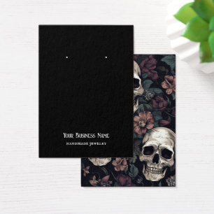 Goth Gothic Skulls Flowers Earring Display Card