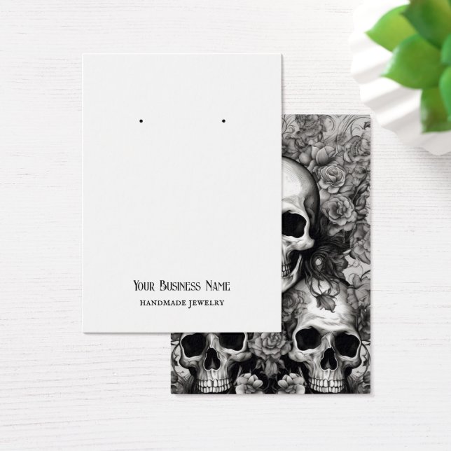 Goth Gothic Skulls Flowers Earring Display Card (Desk)