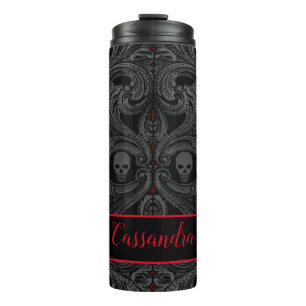 Goth Grey Ornament with Skull Personalised Thermal Tumbler