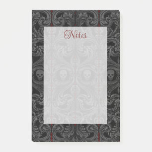 Goth Grey Ornament with Skull Post-it Notes