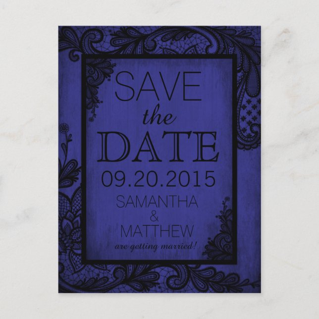 Goth Grunge Lace Save the Date Announcement Postcard (Front)