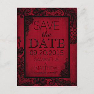 Goth Grunge Lace Save the Date Announcement Postcard