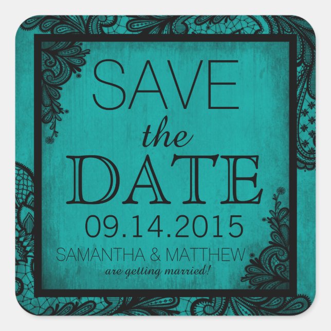 Goth Grunge Lace Save the Date Label (Front)