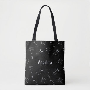 Goth Grunge Punk Safety Pins Pattern Personalised Tote Bag