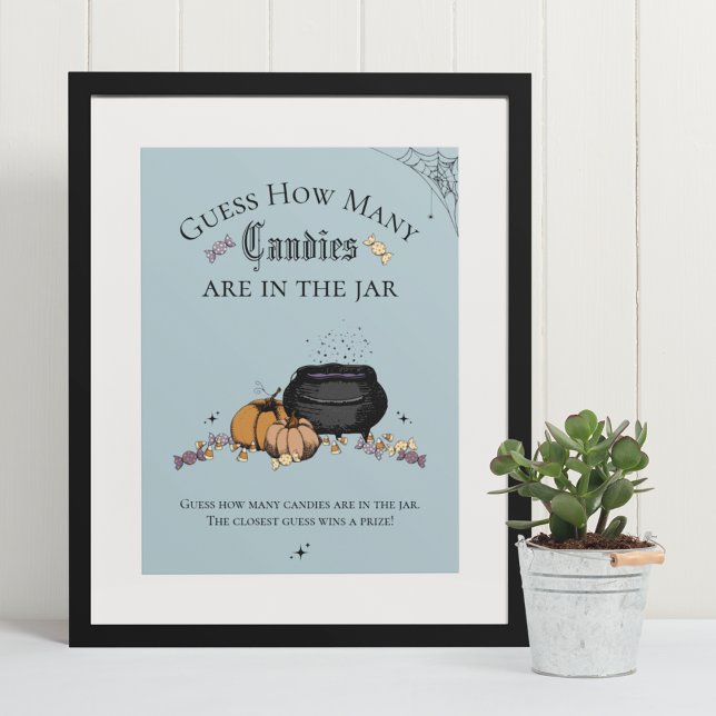 Goth Guess How Many Candies Baby Shower Game Poster (Elegant & Whimsical Gothic Baby Shower Game Poster. Frame Not Included. Hand-Drawn Illustrations.)