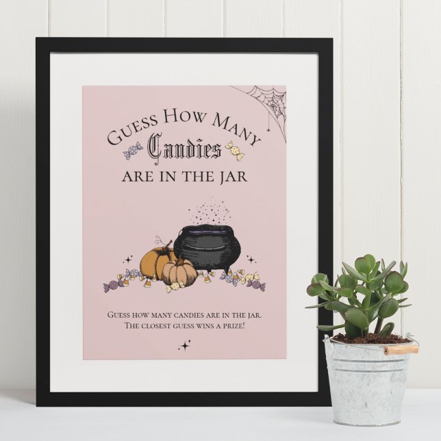 Goth Guess How Many Candies Baby Shower Game Poster (Elegant & Whimsical Gothic Baby Shower Game Poster. Frame Not Included. Hand-Drawn Illustrations.)