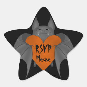 Goth Halloween bat rsvp please Star Sticker