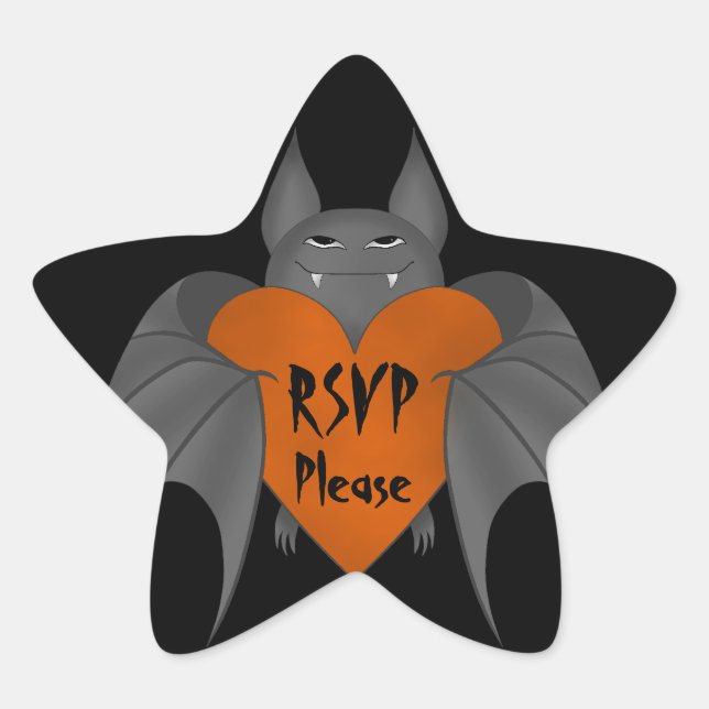 Goth Halloween bat rsvp please Star Sticker (Front)