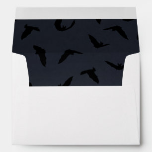 Goth Halloween party envelope w bats on grey