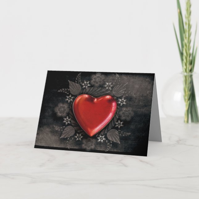 goth heart love greeting card (Front)