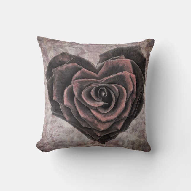 goth heart rose pillow (Front)
