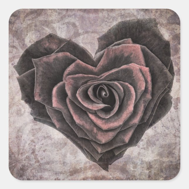 goth heart rose stickers (Front)