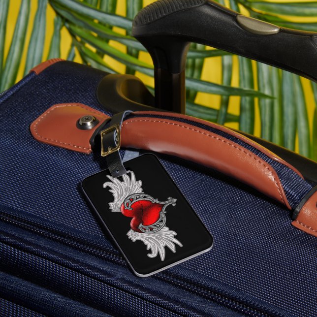 Goth Heart with Angel Wings Luggage Tag (Front Insitu 1)