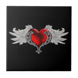 Goth Heart with Angel Wings Tile