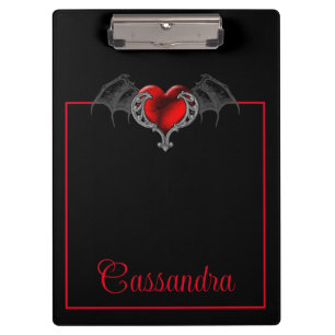 Goth Heart with Bat Wings Personalised  Clipboard