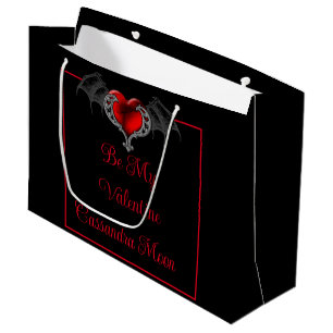 Goth Heart with Bat Wings Personalised  Large Gift Bag
